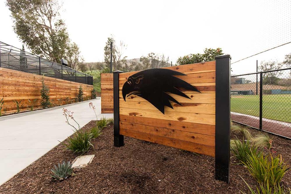 The Concordia Eagle welcomes spectators to the NCAA DII Baseball field.