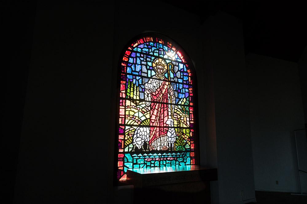 Stained glass of the Good Shepherd