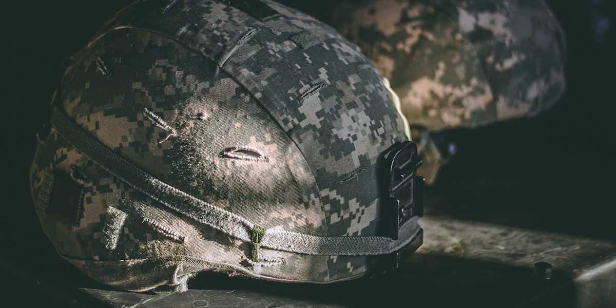 Camouflage helmets from the armed forces